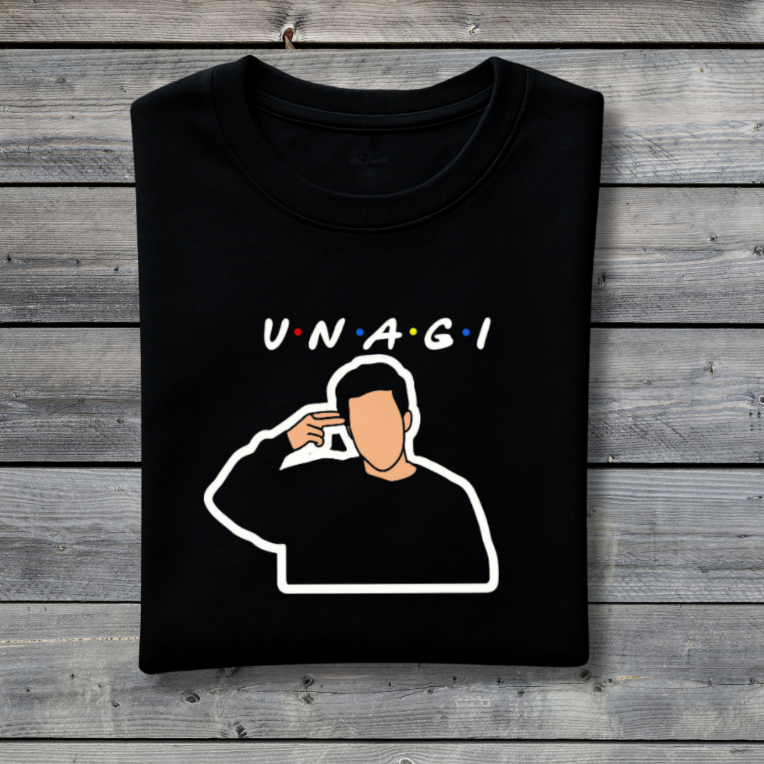 Unagi T‑Shirt – Funny Friends Inspired Ross Quote Tee with Minimalist Illustration