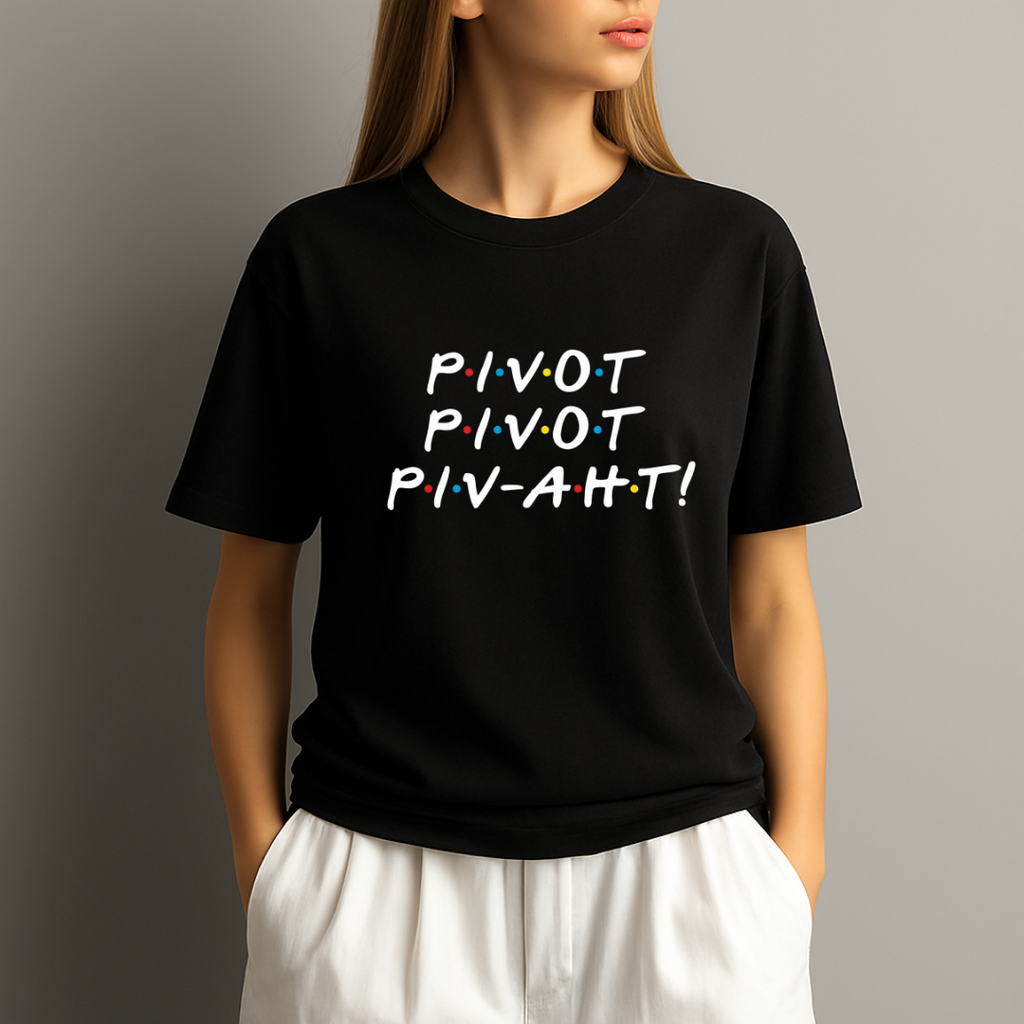 Pivot Pivot Piv-Aht T‑Shirt – Funny Friends Couch Moving Ross Quote Tee