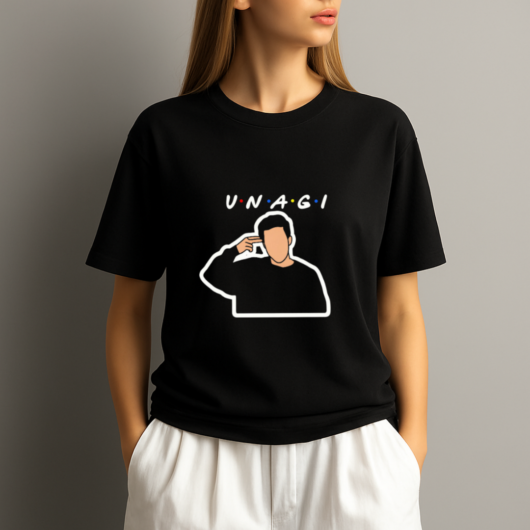 Unagi T‑Shirt – Funny Friends Inspired Ross Quote Tee with Minimalist Illustration