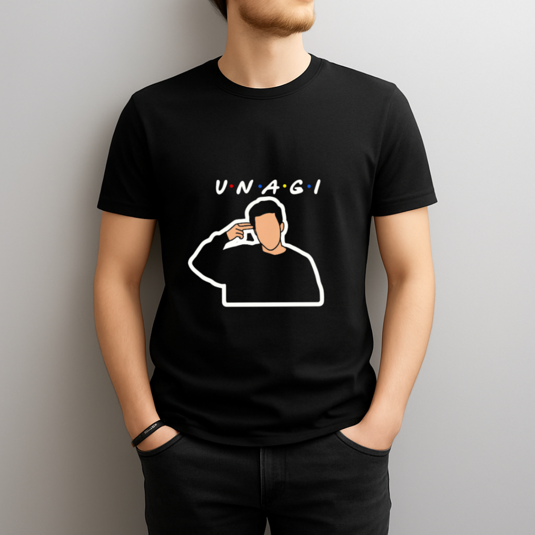 Unagi T‑Shirt – Funny Friends Inspired Ross Quote Tee with Minimalist Illustration