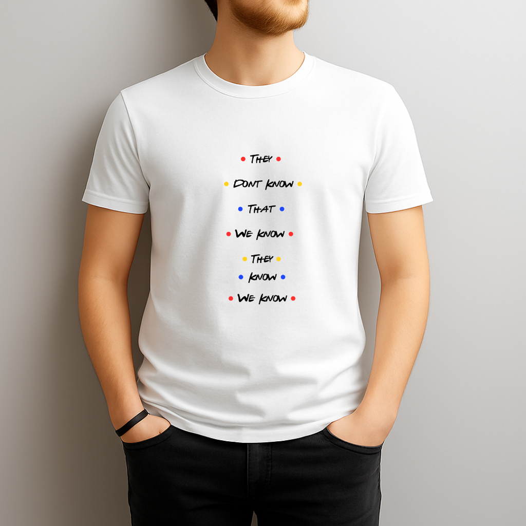 They Don’t Know That We Know T‑Shirt – Funny Friends Inspired Quote Tee for Friends Fans